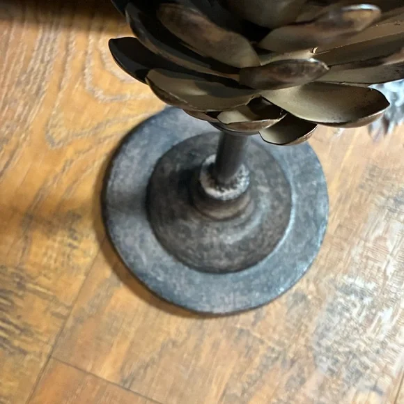 15’pillar candleholders bronze pine conceals cast iron base vintage pottery barn - Picture 5 of 16